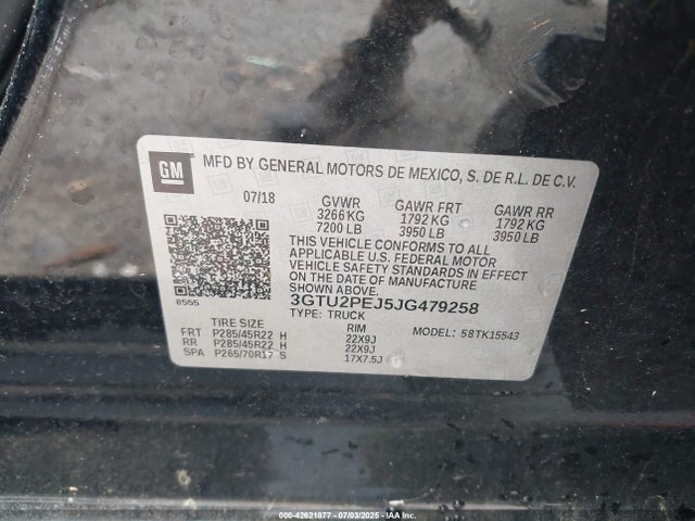 3GTU2PEJ5JG479258 GMC l86 - sidi: spark ignited direct injection, vvt: variable valve timing, afm, e85 max, alum