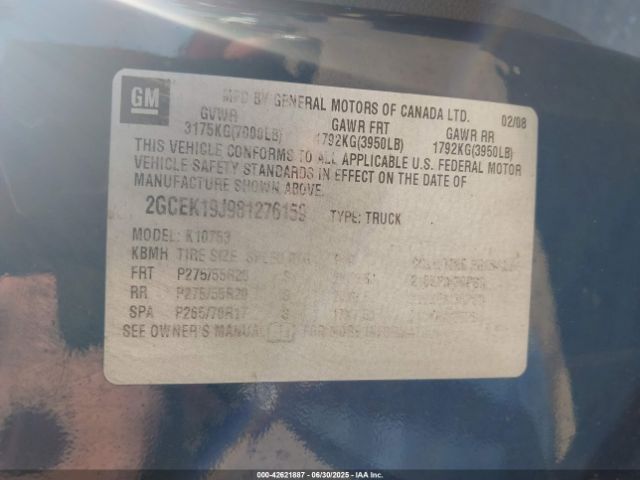 2008 CHEVROLET SILVERADO 1500 2GCEK19J981276159 Photo 8