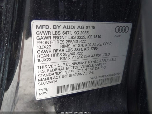 2019 AUDI Q8 WA1FVAF1XKD024734 Photo 8