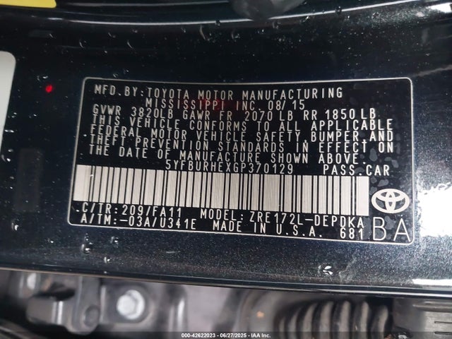 Toyota 2zr-fe 2016 5YFBURHEXGP370129 Image 9