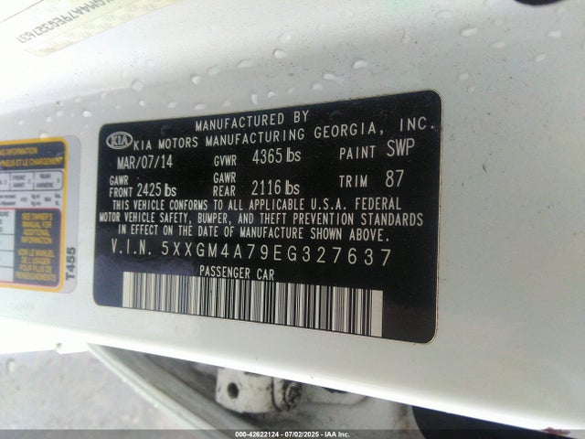 5XXGM4A79EG327637 KIA dohc gdi theta ii