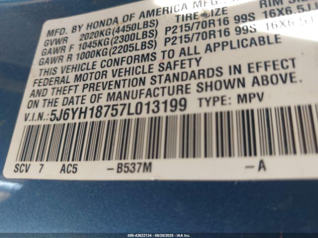2007 HONDA ELEMENT 5J6YH18757L013199 Photo 8