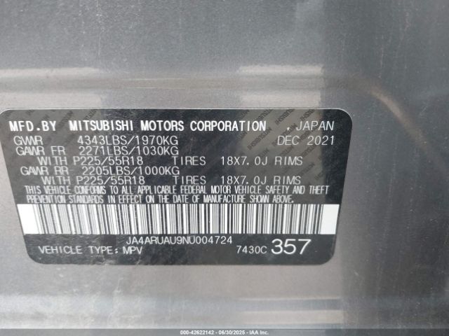 2022 MITSUBISHI OUTLANDER SPORT JA4ARUAU9NU004724 Photo 8