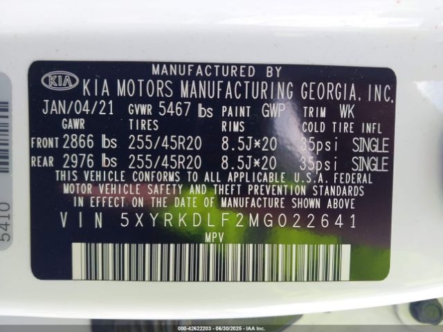 2021 KIA SORENTO 5XYRKDLF2MG022641 Photo 8