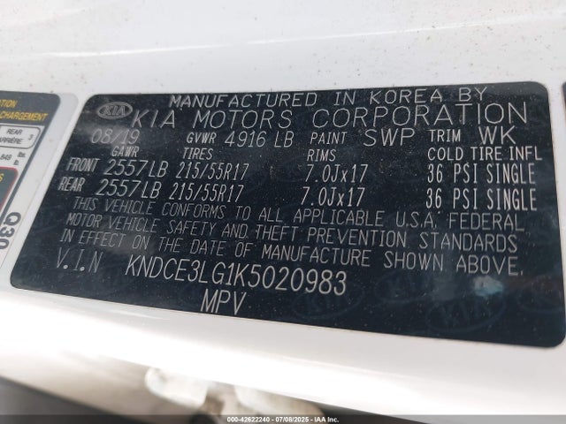 KNDCE3LG1K5020983 KIA 2019