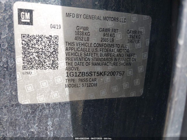 1G1ZB5ST5KF200757 Chevrolet lfv - direct injection, variable valve timing, gen 1