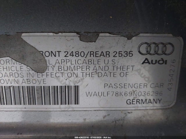 2009 AUDI A4 WAULF78K69N036296 Photo 8