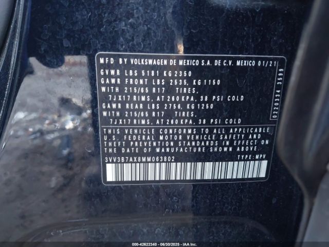 2021 VOLKSWAGEN TIGUAN 3VV3B7AX8MM063802 Photo 8