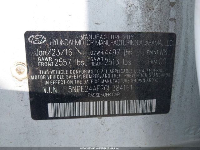 2016 HYUNDAI SONATA 5NPE24AF2GH384161 Photo 8