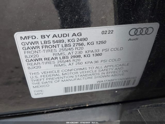 2022 AUDI Q5 WA1FABFY1N2065283 Photo 8
