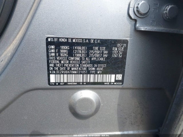3CZRU6H78MM721051 Honda r18z9