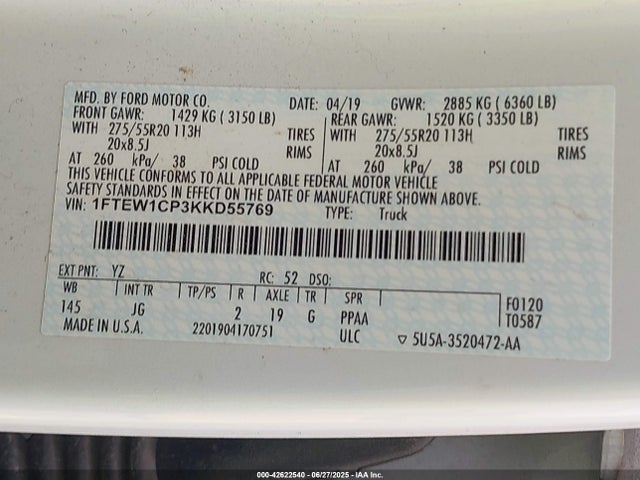 1FTEW1CP3KKD55769 Ford 2.7l-4v