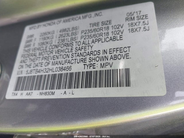 5J8TB4H32HL038466 Acura j35z2