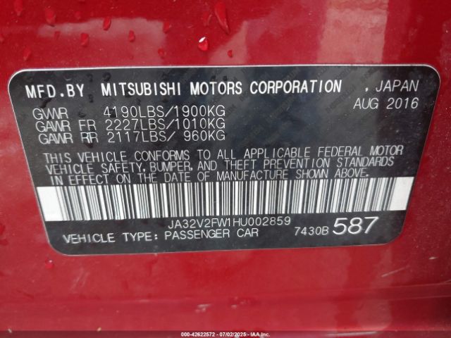 2017 MITSUBISHI LANCER JA32V2FW1HU002859 Photo 8