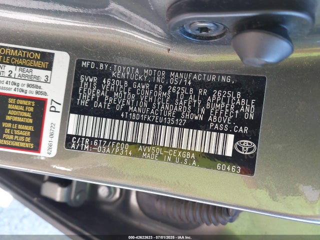4T1BD1FK7EU135127 Toyota 2ar-fxe+2jm