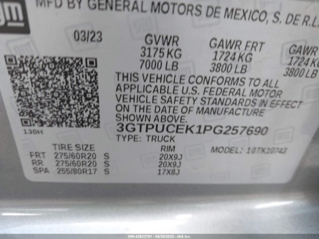 2023 GMC SIERRA 1500 3GTPUCEK1PG257690 Photo 8