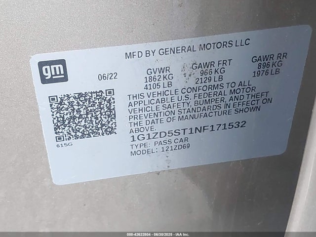 1G1ZD5ST1NF171532 Chevrolet lfv - direct injection, variable valve timing, gen 1 gmna