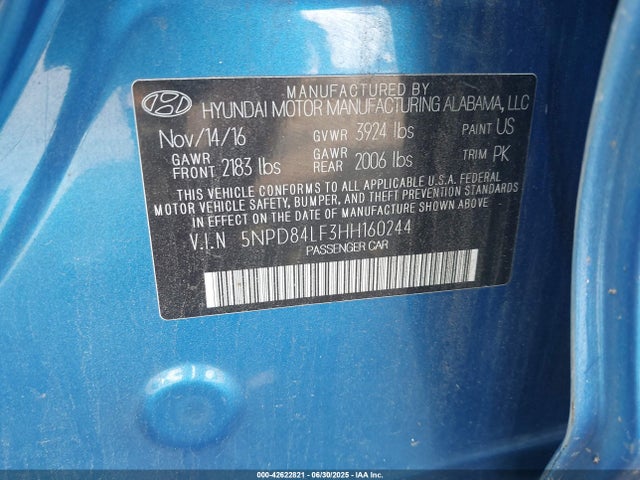 Hyundai Elantra 2017 5NPD84LF3HH160244 Image 9