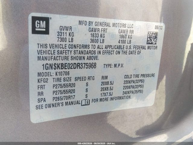 2013 CHEVROLET TAHOE 1GNSKBE02DR375968 Photo 8
