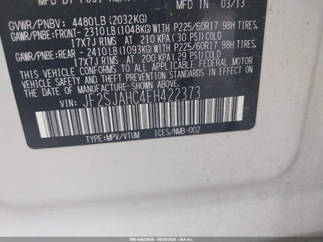 JF2SJAHC4EH422373 Subaru 2.5na u5