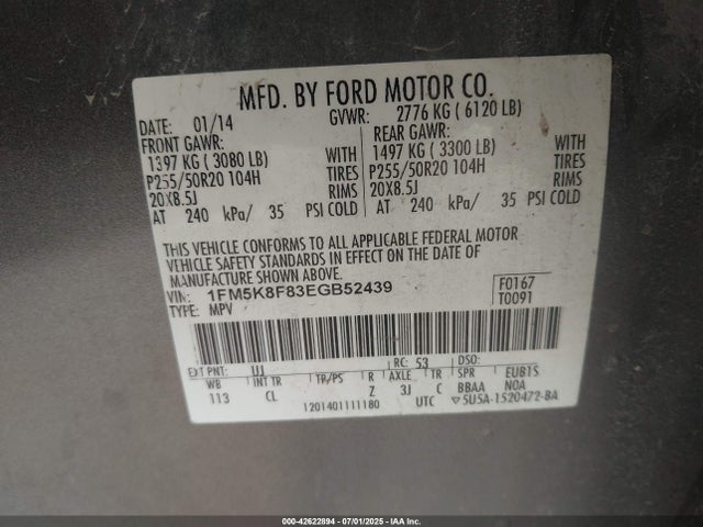 Ford Explorer 2014 1FM5K8F83EGB52439 Image 9