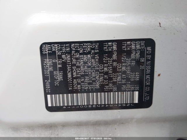 JN8AT3AA2MW001114 Nissan 2021