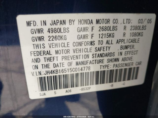 2005 ACURA RL JH4KB16515C014778 Photo 8