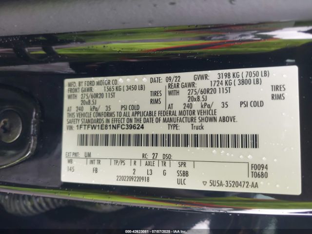 2022 FORD F-150 1FTFW1E81NFC39624 Photo 8