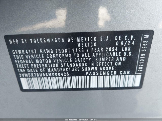 3VW5X7BU9SM000425 Volkswagen tsi