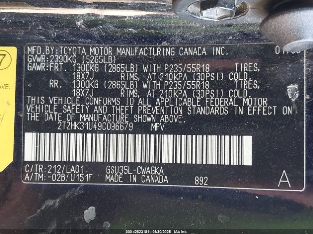 2009 LEXUS RX 350 2T2HK31U49C096679 Photo 8