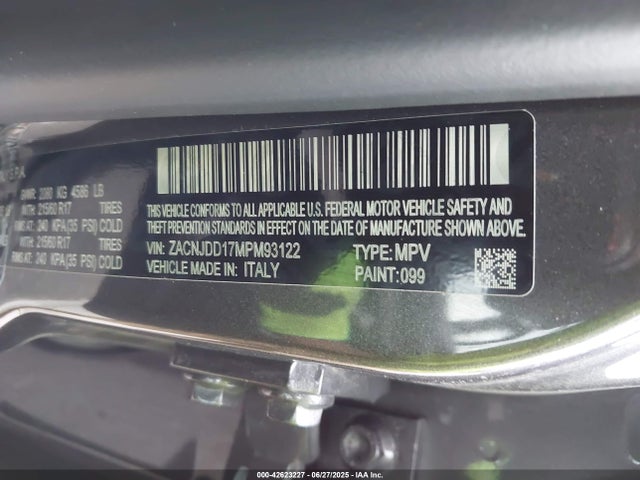 42623227 :رقم المزاد ، ZACNJDD17MPM93122 vin ، 2021 Jeep Renegade Limited 4x4 مزاد بيع