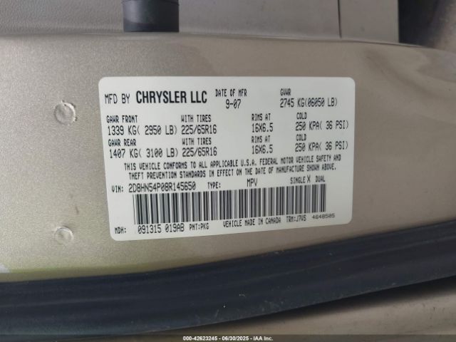 2008 DODGE GRAND CARAVAN 2D8HN54P08R145650 Photo 8