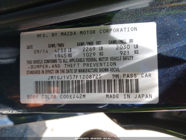 JM1GJ1V57F1208725 Mazda 2015
