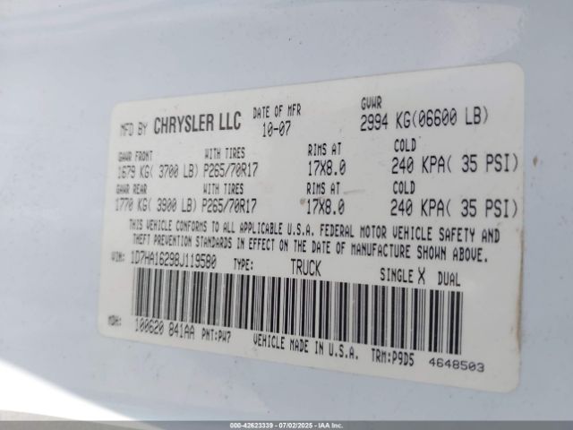 2008 DODGE RAM 1500 1D7HA16298J119580 Photo 8