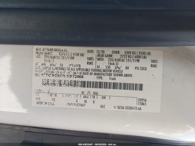 1FTBW3X89LKB72069 Ford 3.5l v6 cyclone
