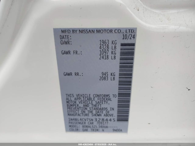 Nissan 2025 2025 1N4BL4CV7SN328445 Image 9