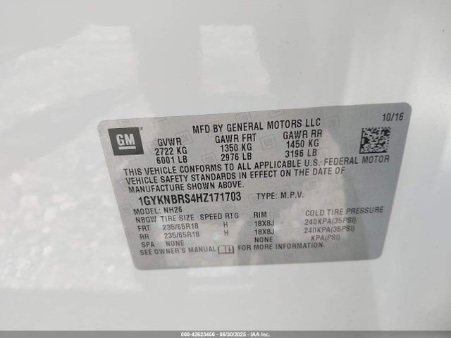 2017 CADILLAC XT5 1GYKNBRS4HZ171703 Photo 8