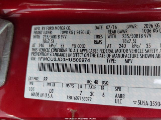 1FMCU0JD0HUB00974 Ford gtdi sigma w/premium fuel