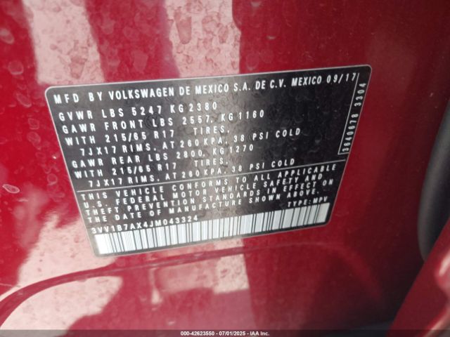2018 VOLKSWAGEN TIGUAN 3VV1B7AX4JM043324 Photo 8