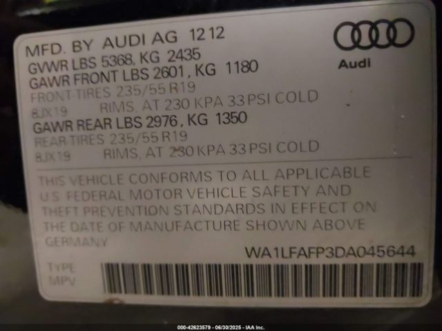 2013 AUDI Q5 WA1LFAFP3DA045644 Photo 8