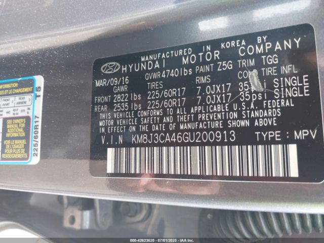 2016 HYUNDAI TUCSON KM8J3CA46GU200913 Photo 8