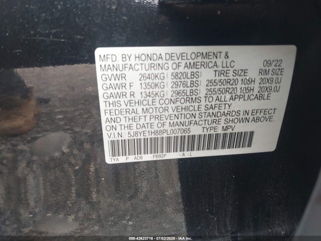Acura j35y5 2023 5J8YE1H88PL007065 Image 9