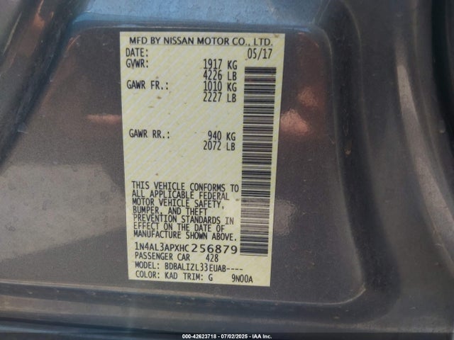 1N4AL3APXHC256879 Nissan Altima