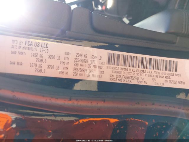 2019 JEEP GRAND CHEROKEE 1C4RJFAG6KC562778 Photo 8