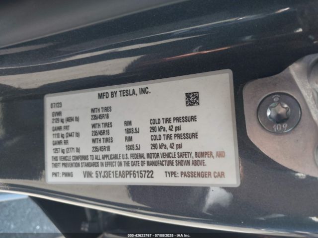 2023 TESLA MODEL 3 5YJ3E1EA8PF615722 Photo 8