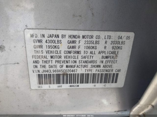 2005 ACURA TSX JH4CL969X5C020467 Photo 8