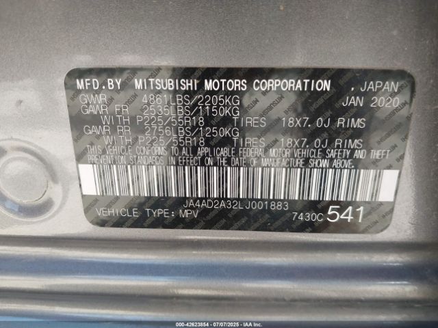 2020 MITSUBISHI OUTLANDER JA4AD2A32LJ001883 Photo 8