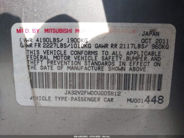 2012 MITSUBISHI LANCER JA32V2FW0CU005812 Photo 8