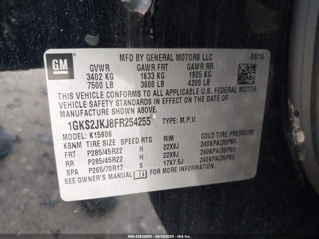 1GKS2JKJ8FR254255 GMC l86 - vvt, afm, e85 max, aluminum