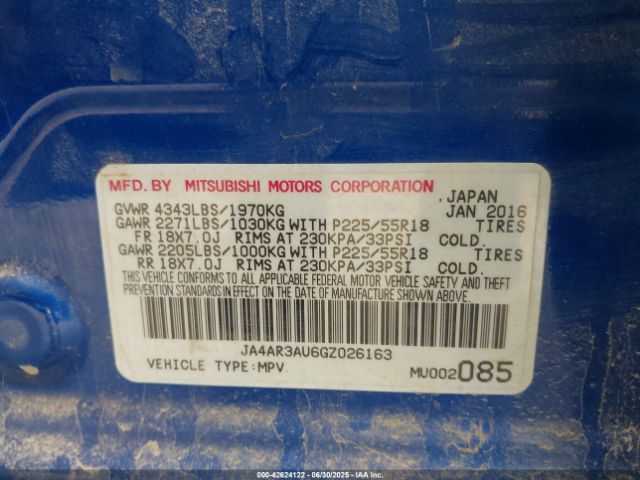 2016 MITSUBISHI OUTLANDER SPORT JA4AR3AU6GZ026163 Photo 8